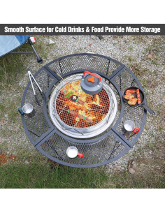 Mesa de Fuego Plegable Lineslife 89 cm Redonda de Hierro 2