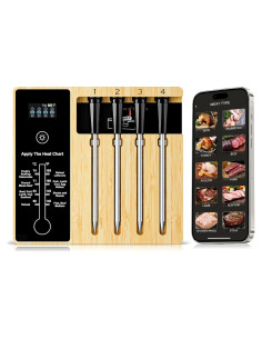 Termómetro de Carne Inalámbrico NIGOGOR 4 Probetas Bluetooth