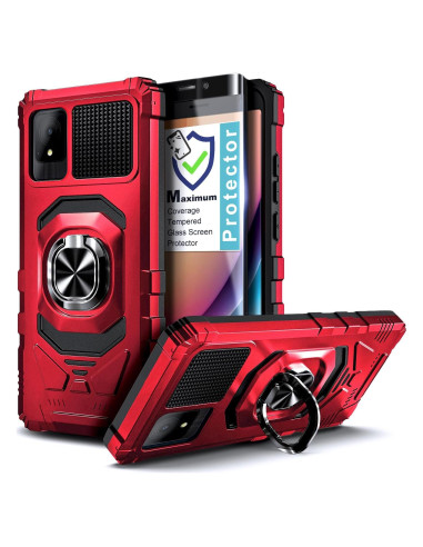 Funda protectora TCL K11 T432W con soporte de anillo Rojo