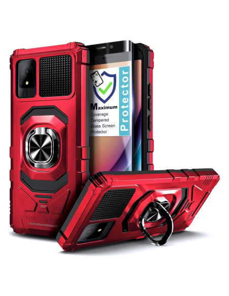 Funda protectora TCL K11 T432W con soporte de anillo Rojo