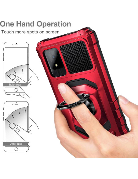 Funda protectora TCL K11 T432W con soporte de anillo Rojo