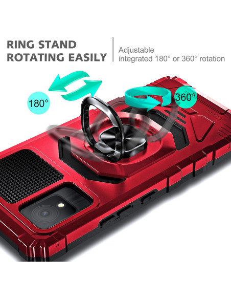 Funda protectora TCL K11 T432W con soporte de anillo Rojo