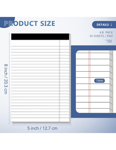 Bloc de Notas Legales Nichela 5x8" 48 Paquete 30 Hojas 80GSM