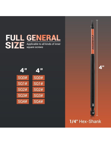 Juego de 10 Puntas Cuadradas LOZAGU de Acero S2 10.16 cm