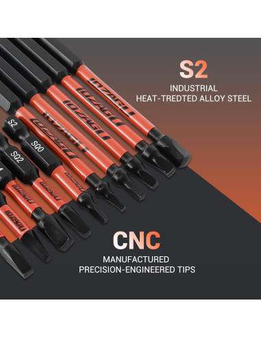 Juego de 10 Puntas Cuadradas LOZAGU de Acero S2 10.16 cm