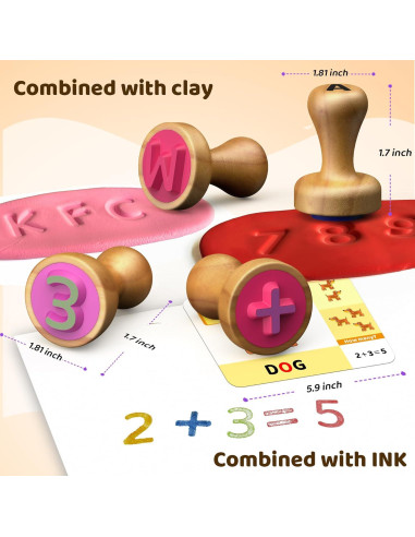 Juego de Sellos de Letras y Números de Madera UdoUto