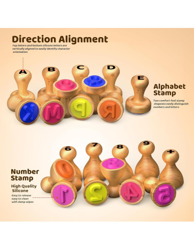 Juego de Sellos de Letras y Números de Madera UdoUto