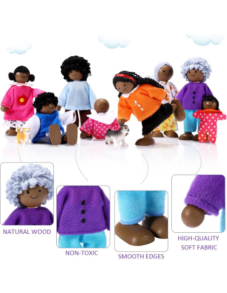 Juego de Casa de Muñecas de Madera Skylety 10 Piezas Juego de Casa de Muñecas de Madera Skylety 10 Piezas