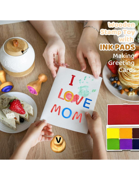 Juego de Sellos de Letras y Números de Madera UdoUto Juego de Sellos de Letras y Números de Madera UdoUto