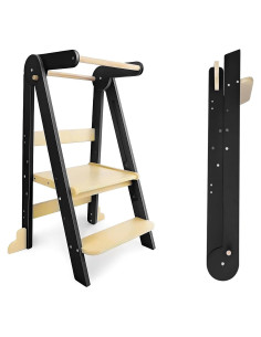 Torre de Aprendizaje Plegable para Niños de Madera Negra