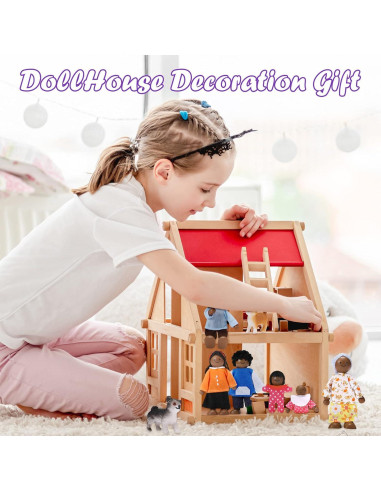 Juego de Casa de Muñecas de Madera Skylety 10 Piezas