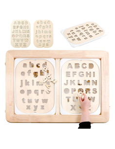 Conjunto de Tablero de Alfabeto de Madera IEATFO - Letras Mayúsculas y Minúsculas