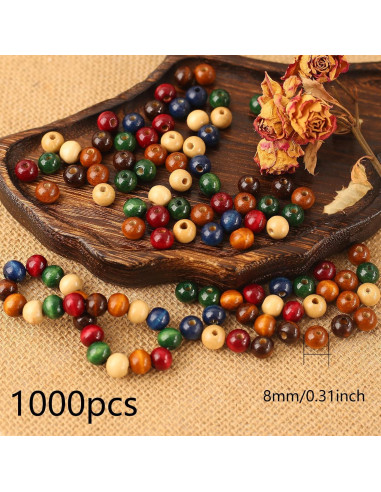 Perlas de Madera Coloridas Dahi 1000pcs 8mm para Manualidades