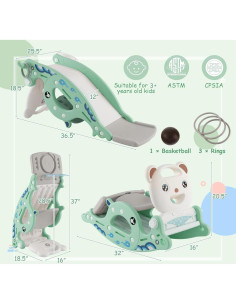 Costzon Juguete Deslizante y Balanceo 4 en 1 Verde para Niños 2