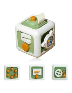 Cubo Ocupado Montessori Verde 6 en 1 para Bebés +18 Meses
