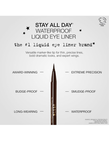 Delineador de Ojos Líquido Impermeable Stila 1 Cuenta Marrón Oscuro