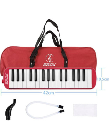 Melódica EROK 32 Teclas Roja con Bolsa de Transporte