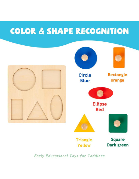 Rompecabezas Montessori de Madera 5 Formas Geométricas 20.8cm