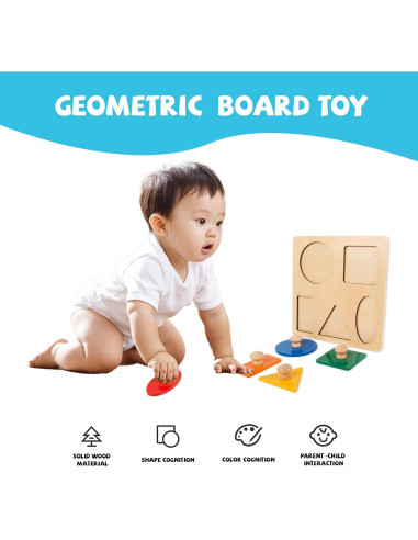 Rompecabezas Montessori de Madera 5 Formas Geométricas 20.8cm