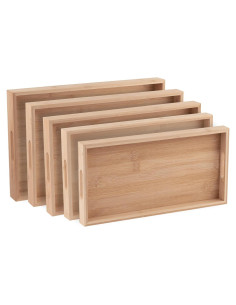 Juego de 5 Bandejas de Bambú Natural Hammont - Decorativas y Funcionales