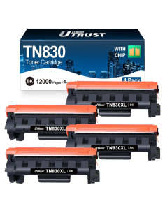 Cartucho de Tóner TN830XL Negro LEMERO UTRUST - 4 Unidades