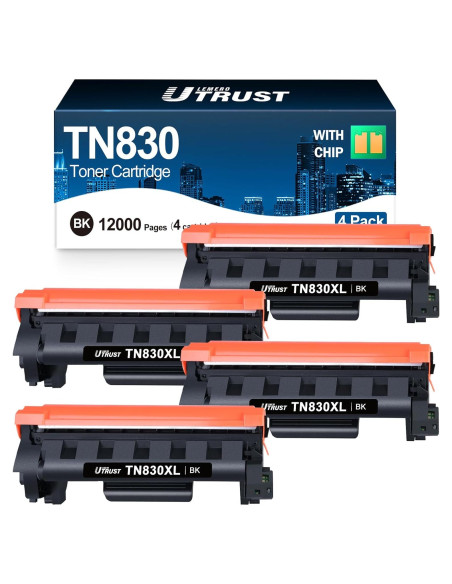 Cartucho de Tóner TN830XL Negro LEMERO UTRUST - 4 Unidades