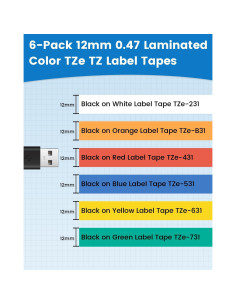 Cinta de Etiquetas Anycolor TZe 12mm Laminada 6 Colores 2