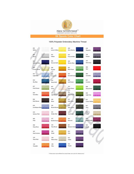 Kit de Hilos de Bordar 64 Bobinas 1000M Poliester Nuevo Brothread