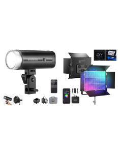 Kit de Luz de Video LED NEEWER AP150C 150W RGB con Flash Q200