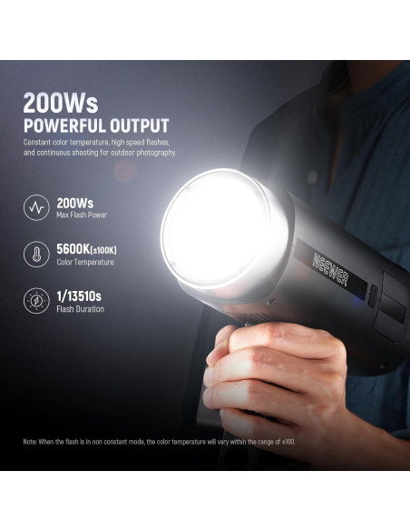 Kit de Luz de Video LED NEEWER AP150C 150W RGB con Flash Q200