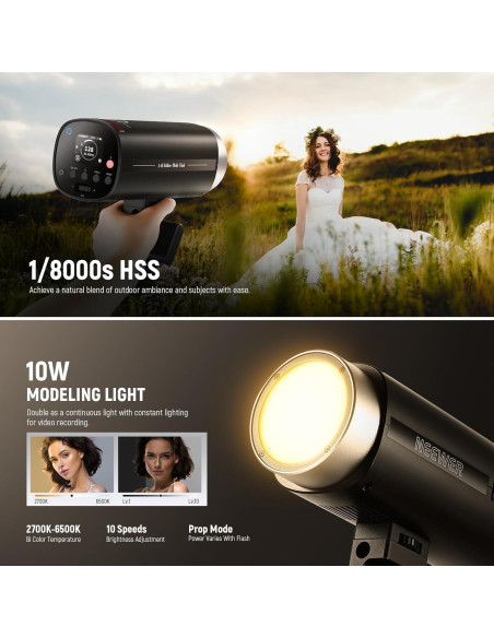 Kit de Luz de Video LED NEEWER AP150C 150W RGB con Flash Q200
