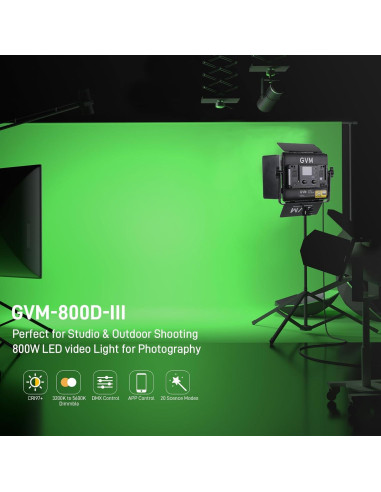 GVM 800D RGB LED Luz de Video Bi-Color 3200K-5600K
