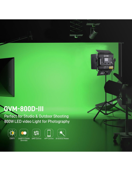 GVM 800D RGB LED Luz de Video Bi-Color 3200K-5600K