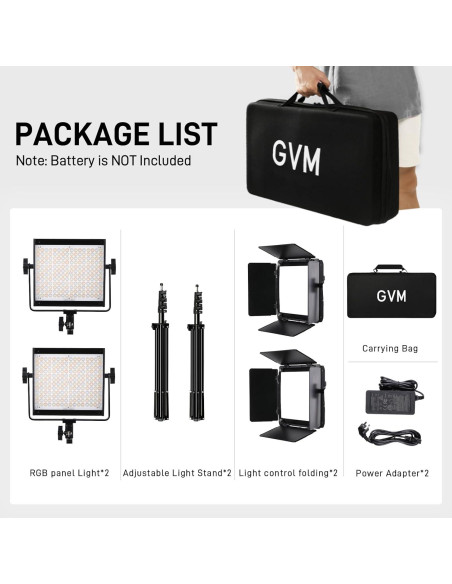 GVM 800D RGB LED Luz de Video Bi-Color 3200K-5600K