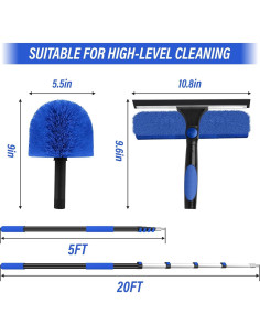 Kit de limpieza de ventanas VASALAID 2 en 1 con palo extensible 5-7.92m 2