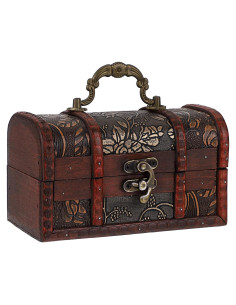 Cofre del Tesoro Vintage ELLDOO - Caja de Almacenamiento Madera 15x9x9 cm