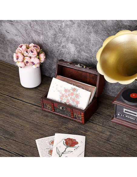 Cofre del Tesoro Vintage ELLDOO - Caja de Almacenamiento Madera 15x9x9 cm Cofre del Tesoro Vintage ELLDOO - Caja de Almacenamiento Madera 15x9x9 cm