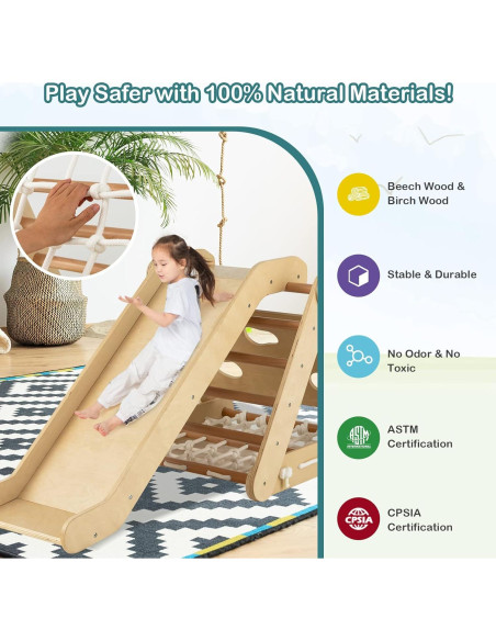 Gimnasio de Escalada 4 en 1 Costzon para Niños Beige