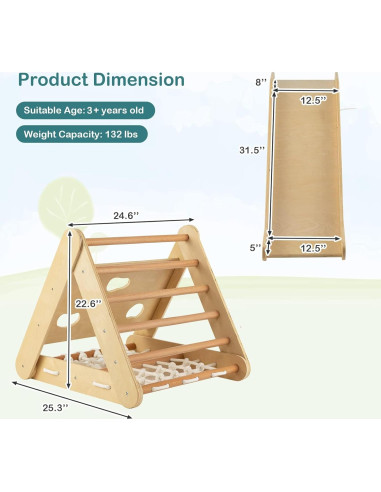 Gimnasio de Escalada 4 en 1 Costzon para Niños Beige