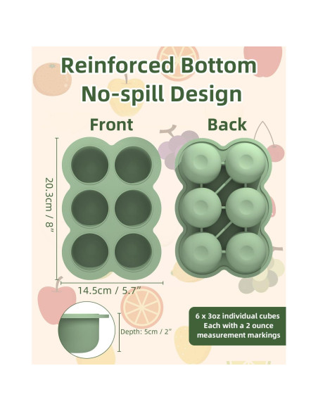 Bandeja de Congelación Silicona Bebé btrfe 6x3oz (170g) Verde