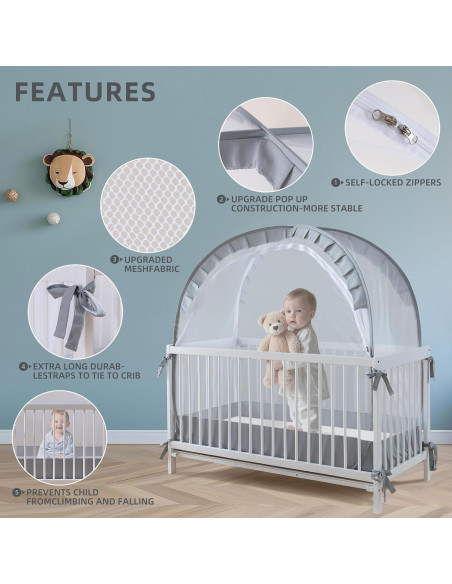 Carpa para Cuna Lazyzzzz Gris Plegable 139.7x68.6 cm