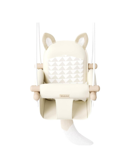 Columpio de Bebé de Madera Beige con Cinturón de Seguridad