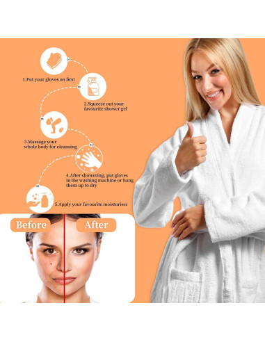 Guante Exfoliante Premium BJPVSX - 3 Piezas, Negro