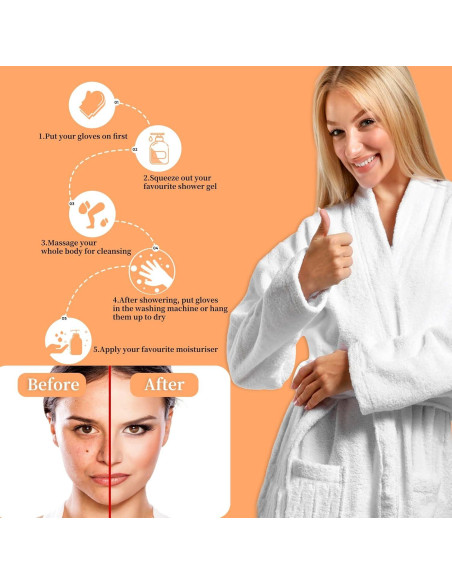 Guante Exfoliante Premium BJPVSX - 3 Piezas, Negro