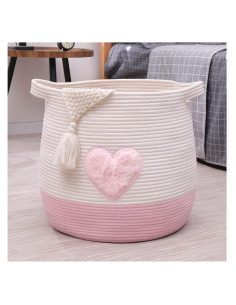 Cesta de Almacenamiento Grande Algodón Niñez Ndup Rosa 44.9x42.9cm