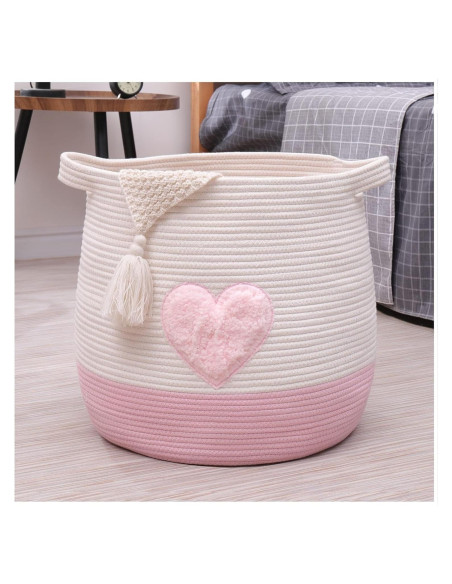 Cesta de Almacenamiento Grande Algodón Niñez Ndup Rosa 44.9x42.9cm