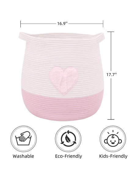 Cesta de Almacenamiento Grande Algodón Niñez Ndup Rosa 44.9x42.9cm