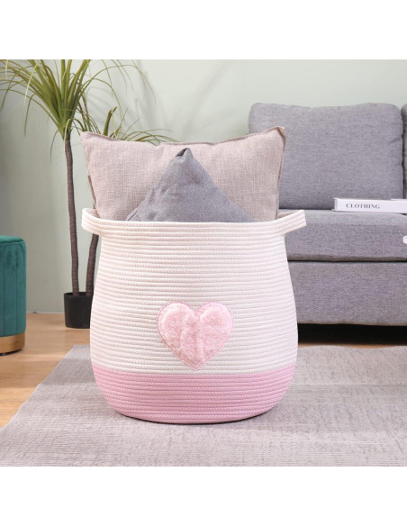 Cesta de Almacenamiento Grande Algodón Niñez Ndup Rosa 44.9x42.9cm