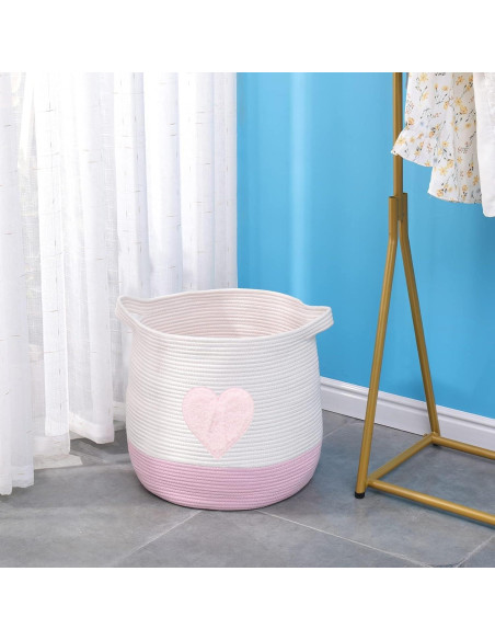 Cesta de Almacenamiento Grande Algodón Niñez Ndup Rosa 44.9x42.9cm
