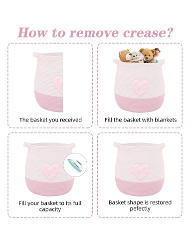 Cesta de Almacenamiento Grande Algodón Niñez Ndup Rosa 44.9x42.9cm